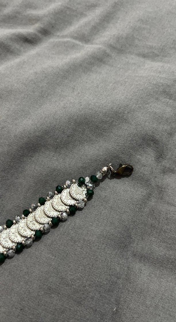 Gri Yılan Desenli Boncuklu Uzun Kadın Kolye - Görsel 2