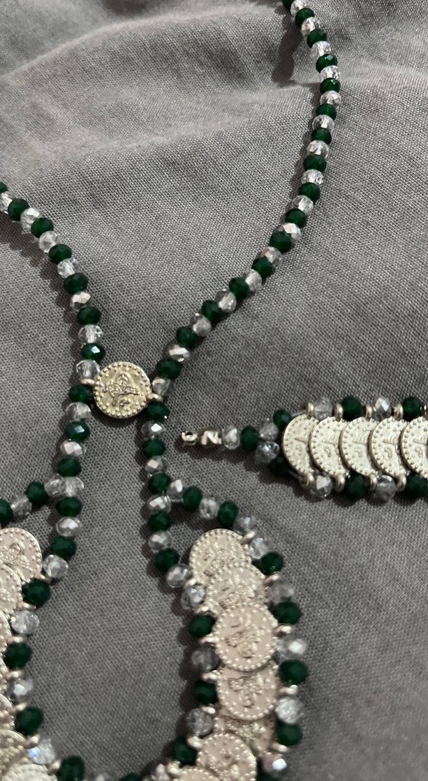 Gri Yılan Desenli Boncuklu Uzun Kadın Kolye - Görsel 3