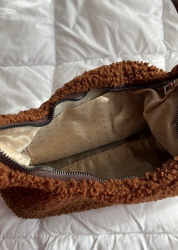 Kahverengi Peluş Kadın Omuz Çantası - Görsel 4