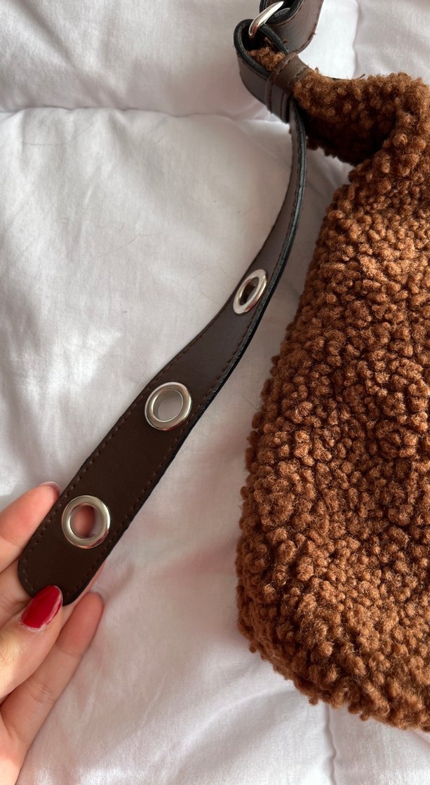 Kahverengi Peluş Kadın Omuz Çantası - Görsel 3