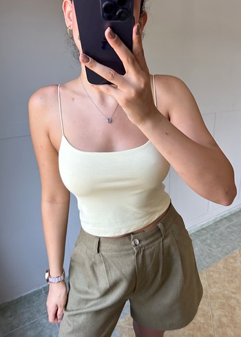 Sarı İnce Askılı Crop