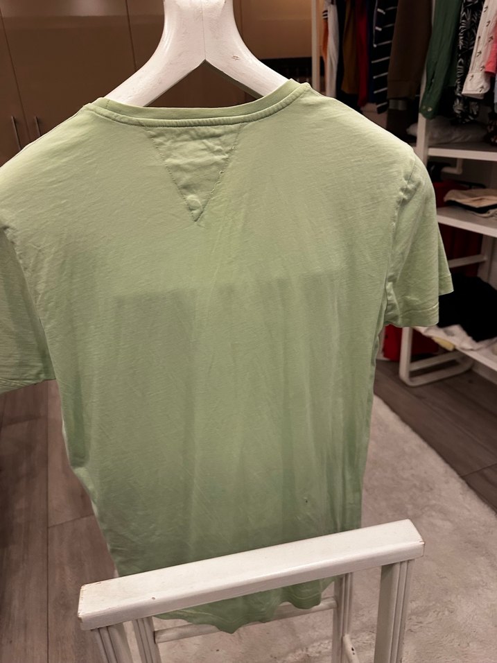 Yeşil Keten Erkek Tişört - Görsel 4