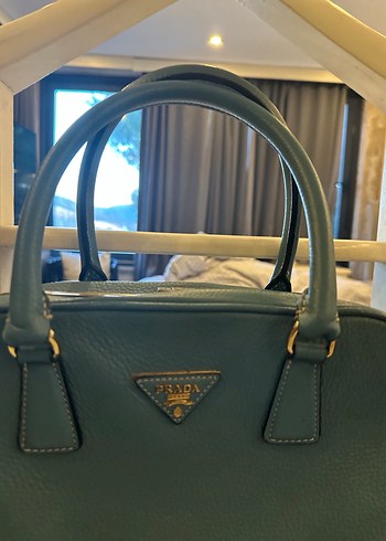 İthal gerçek deri prada mavi kadın çantası - Görsel 2