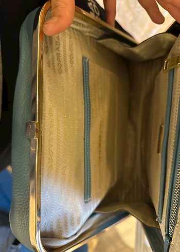 İthal gerçek deri prada mavi kadın çantası - Görsel 6