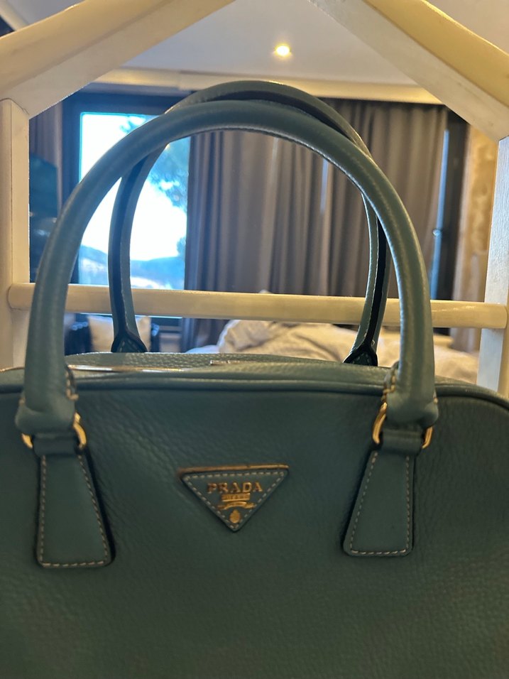 İthal gerçek deri prada mavi kadın çantası - Görsel 2