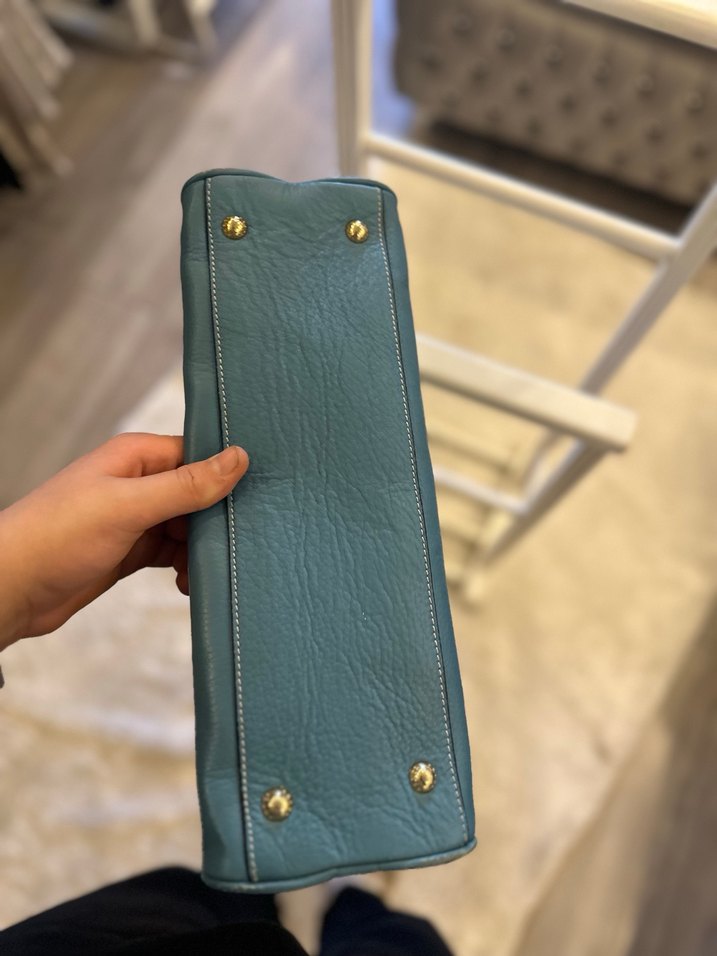 İthal gerçek deri prada mavi kadın çantası - Görsel 4