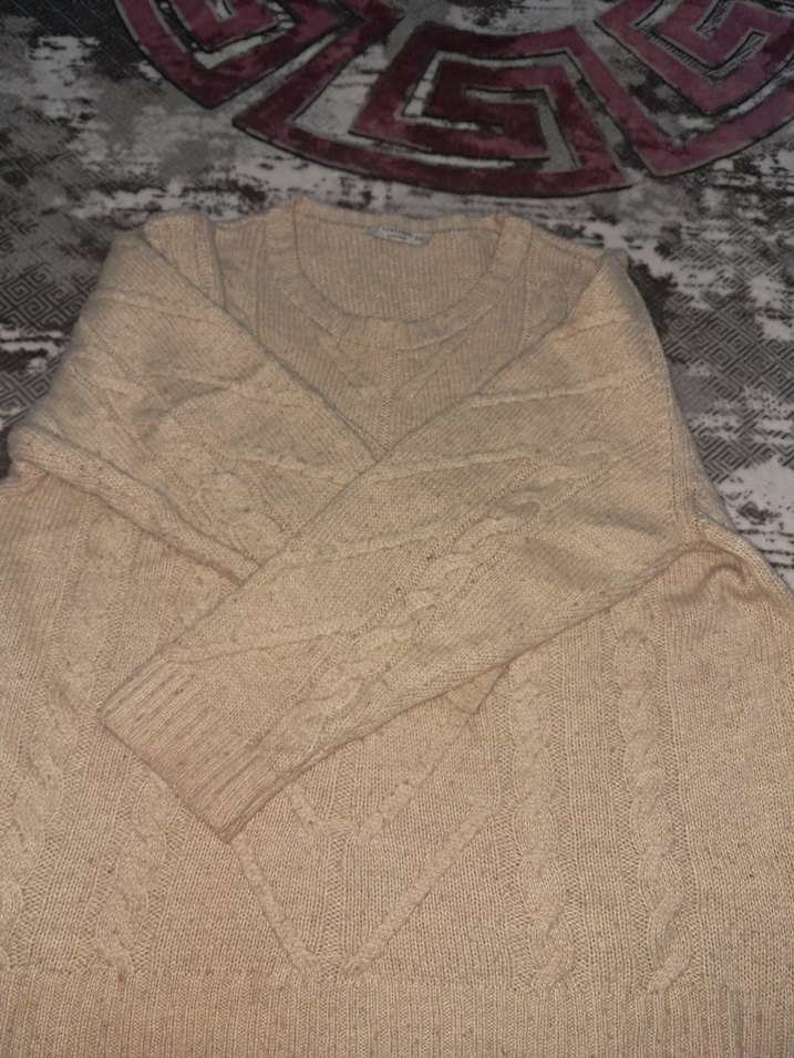 Bej Kadın Triko Kazak Uzun Kollu - Görsel 2