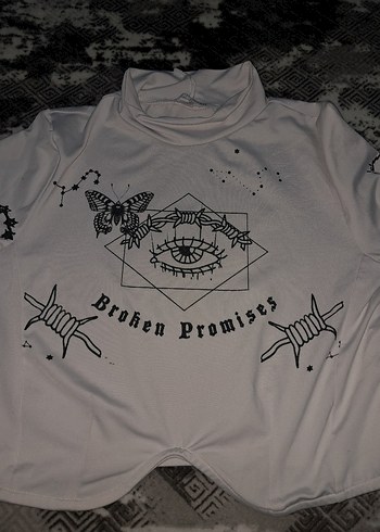 Beyaz Baskılı Uzun Kollu bluz - Görsel 4