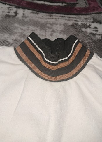 Boğazlı Beyaz Kadın Sweatshirt - Görsel 3