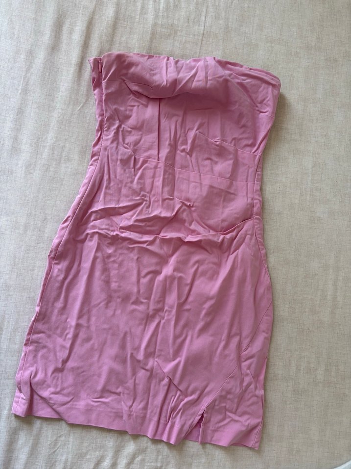 Pastel Pembe Straplez Mini Elbise — görsel 2/5