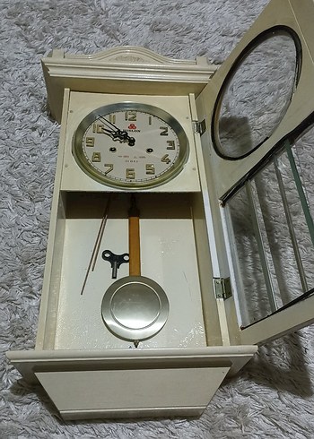 Beyaz Ahşap Duvar Saati - Görsel 3