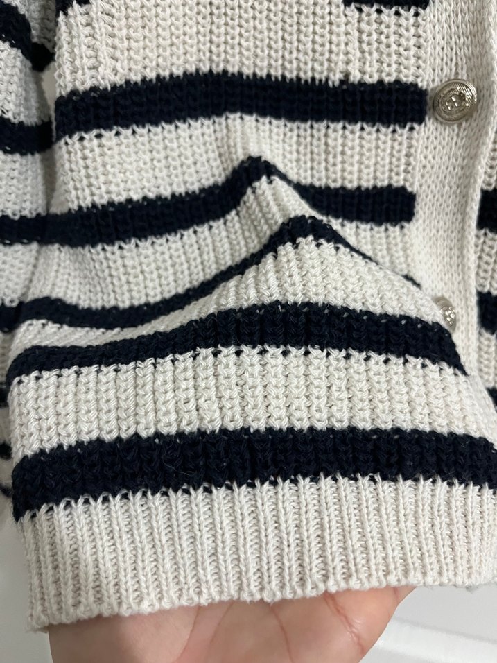 Çizgili Örgü Salaş Kadın Hırka - Görsel 2