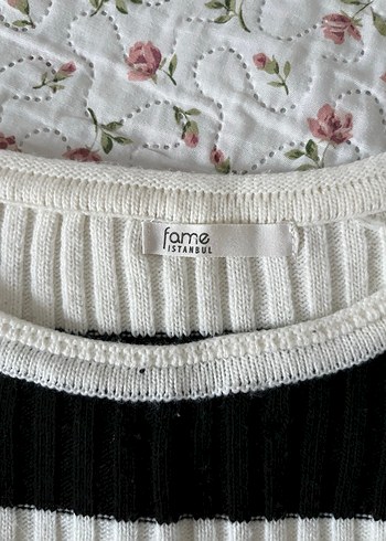 Çizgili Kadın Triko Kazak - Görsel 3