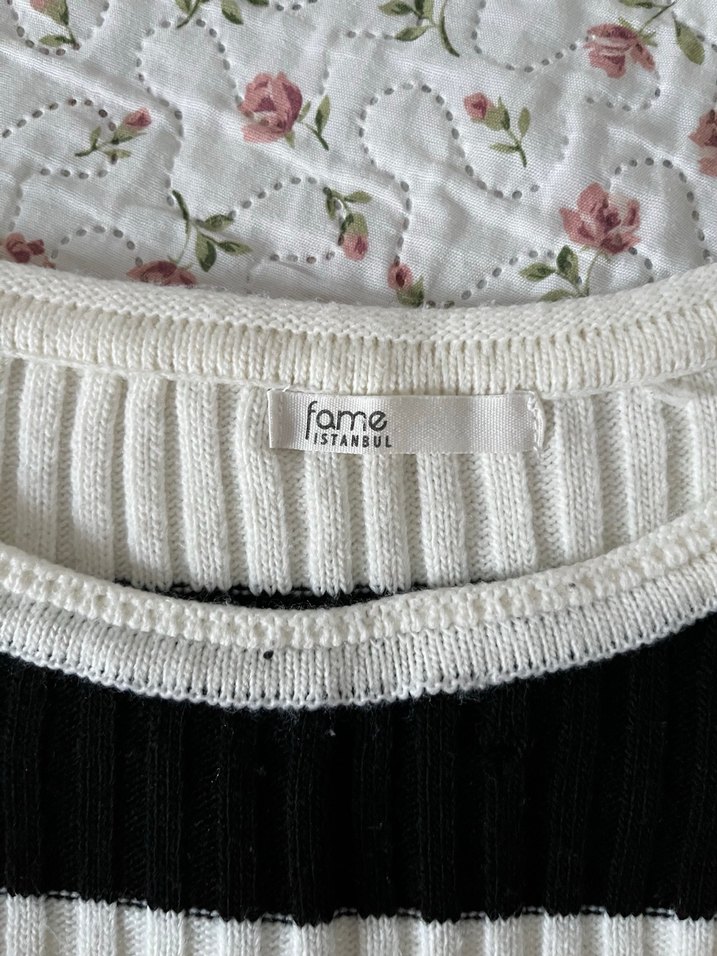 Çizgili Kadın Triko Kazak - Görsel 3