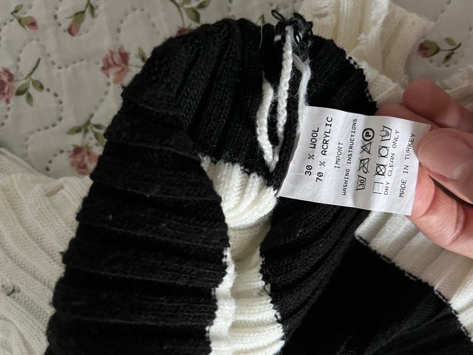 Çizgili Kadın Triko Kazak - Görsel 4