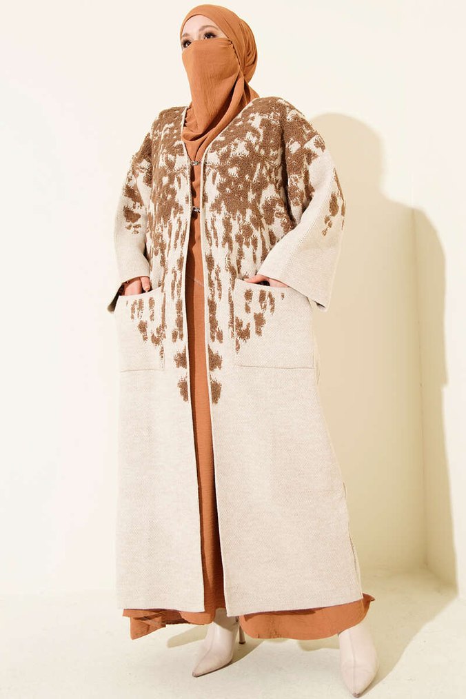 Kabartmalı Uzun Kadın Triko Hırka - Görsel 2