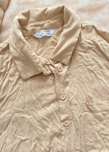 Bej Düğmeli Kadın Gömlek - Görsel 2