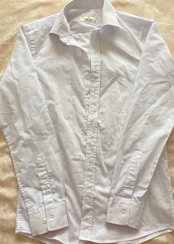 Düğmeli Beyaz Uzun Kollu Pamuklu Gömlek - Görsel 2