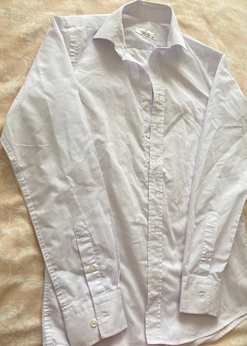 Düğmeli Beyaz Uzun Kollu Pamuklu Gömlek - Görsel 3