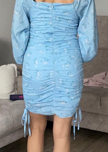 Mavi Drapeli Midi Elbise - Görsel 4