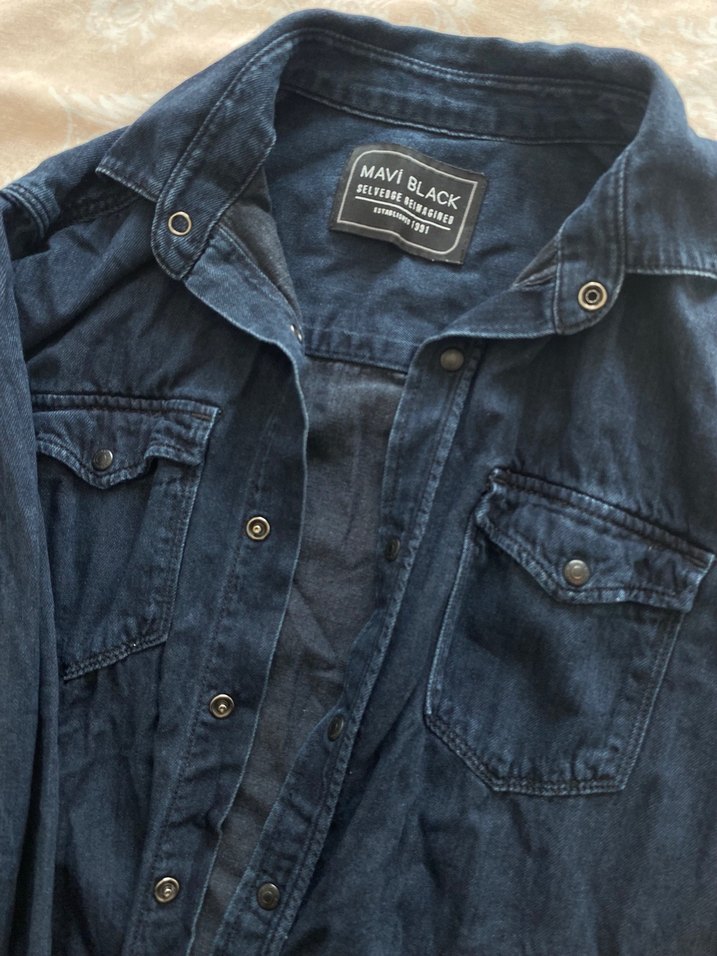 Erkek Lacivert Denim Gömlek - Rahat Kesim - Görsel 2