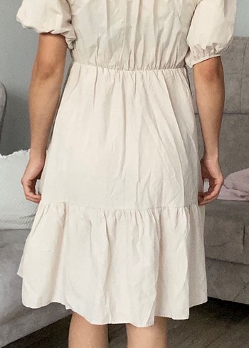 Bej Midi Bohem Salaş Elbise - Görsel 4