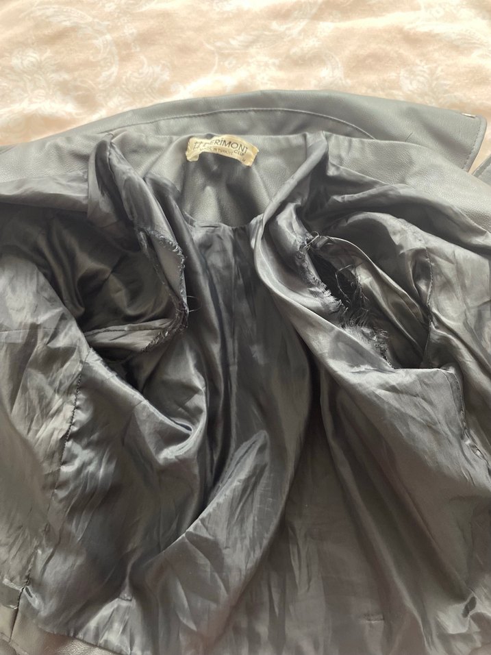 Siyah Kadın Deri Biker Ceket - Görsel 4