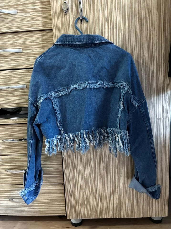 Düğmeli Mavi Kadın Denim Ceket - Görsel 2