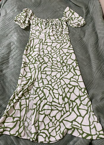 Yeşil Yılan Desenli Mini Sokak Elbisesi - Görsel 2