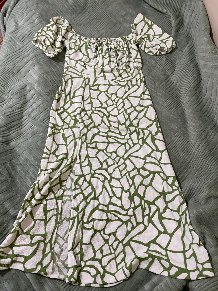 Yeşil Yılan Desenli Mini Sokak Elbisesi - Görsel 2