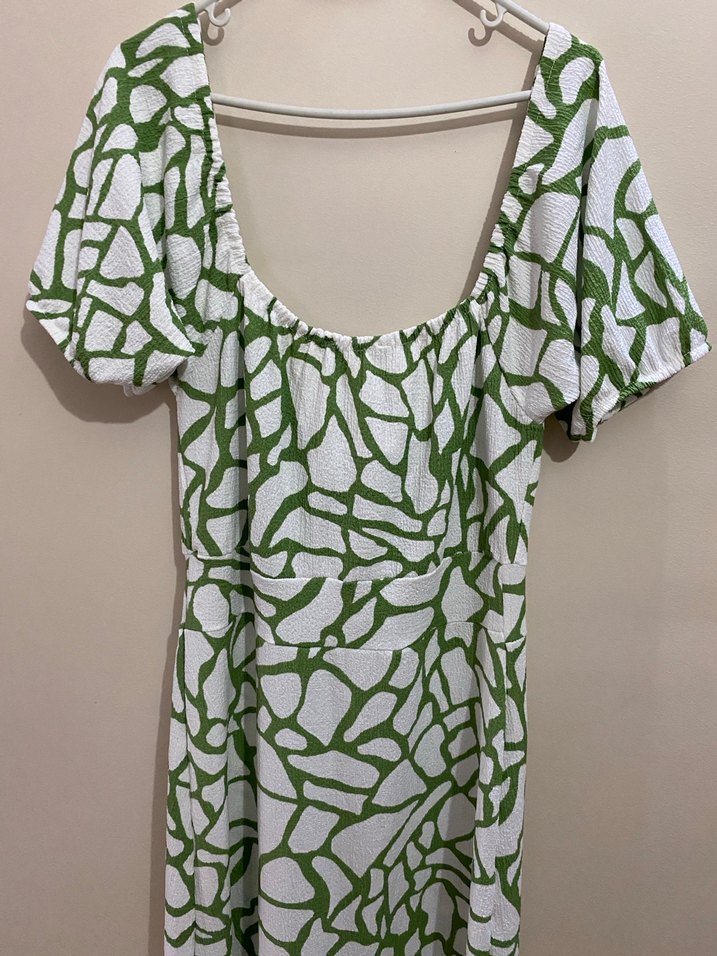 Yeşil Yılan Desenli Mini Sokak Elbisesi - Görsel 4