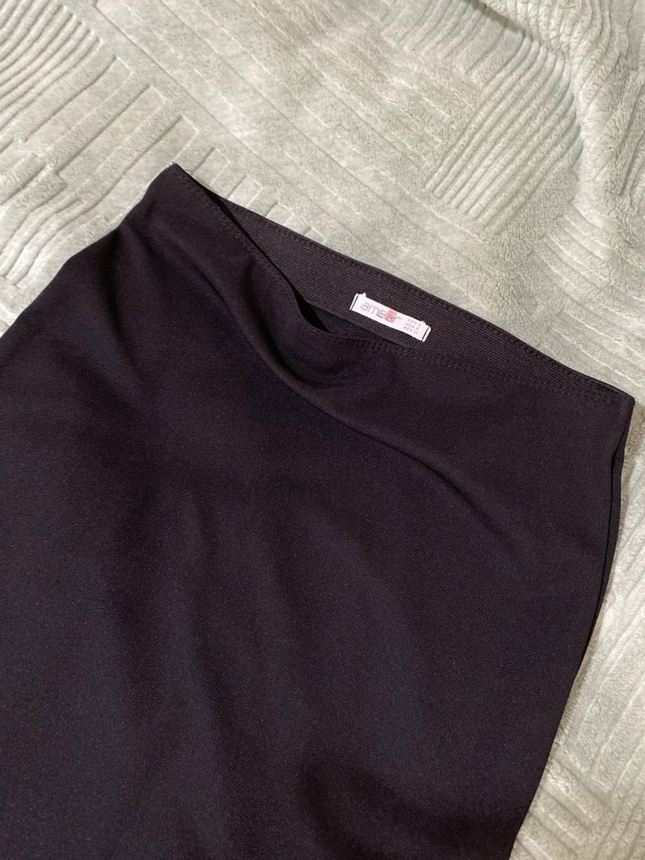 Drapeli Siyah Midi Kalem Etek - Görsel 3