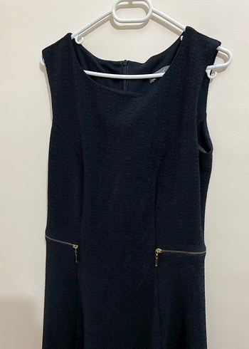 Siyah Midi Kolsuz Ofis Elbisesi - Görsel 2