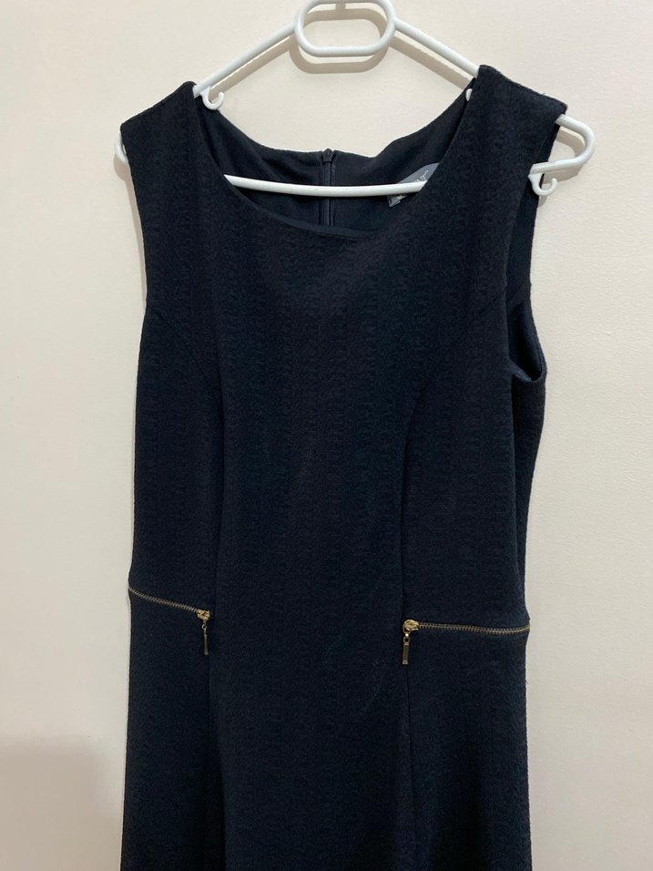 Siyah Midi Kolsuz Ofis Elbisesi - Görsel 2