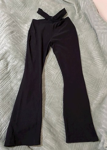 Siyah Kadın Kemerli Kumaş Pantolon - Görsel 3