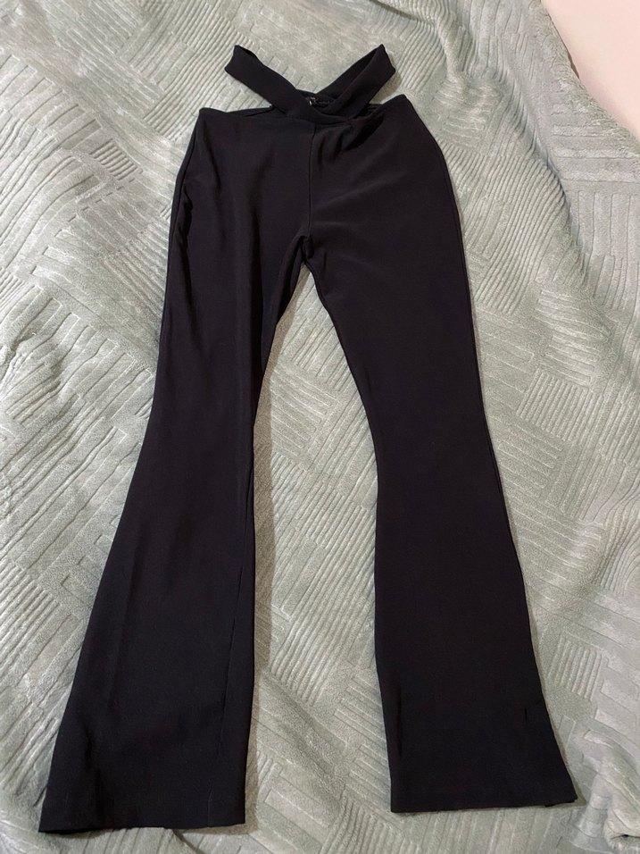 Siyah Kadın Kemerli Kumaş Pantolon - Görsel 3