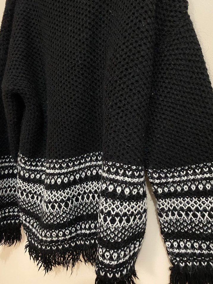 Desenli Siyah Bohem Kadın Triko Kazak - Görsel 4
