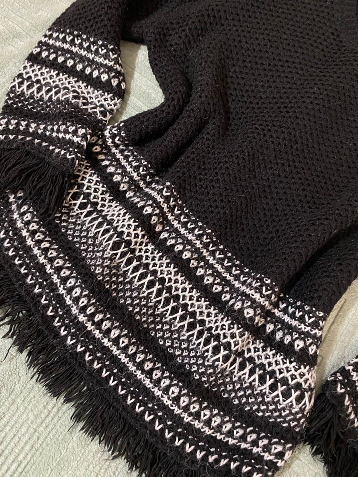 Desenli Siyah Bohem Kadın Triko Kazak - Görsel 2