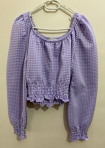 Mor Salaş Kayık Yaka Kadın Bluz - Görsel 2