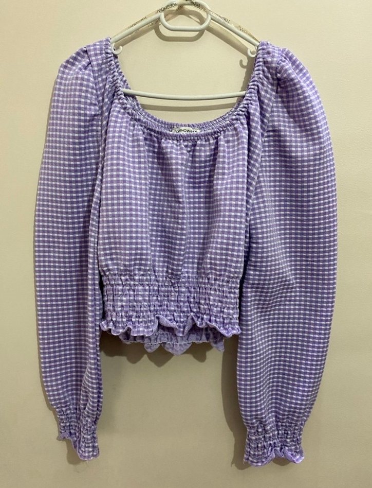 Mor Salaş Kayık Yaka Kadın Bluz - Görsel 2