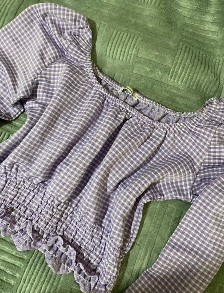 Mor Salaş Kayık Yaka Kadın Bluz - Görsel 3