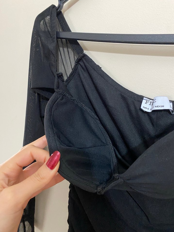 Siyah Straplez  Mini Elbise - Görsel 3