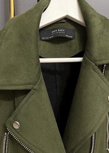 Zara Kadın Haki Süet Kemerli Biker Ceket -ZARA