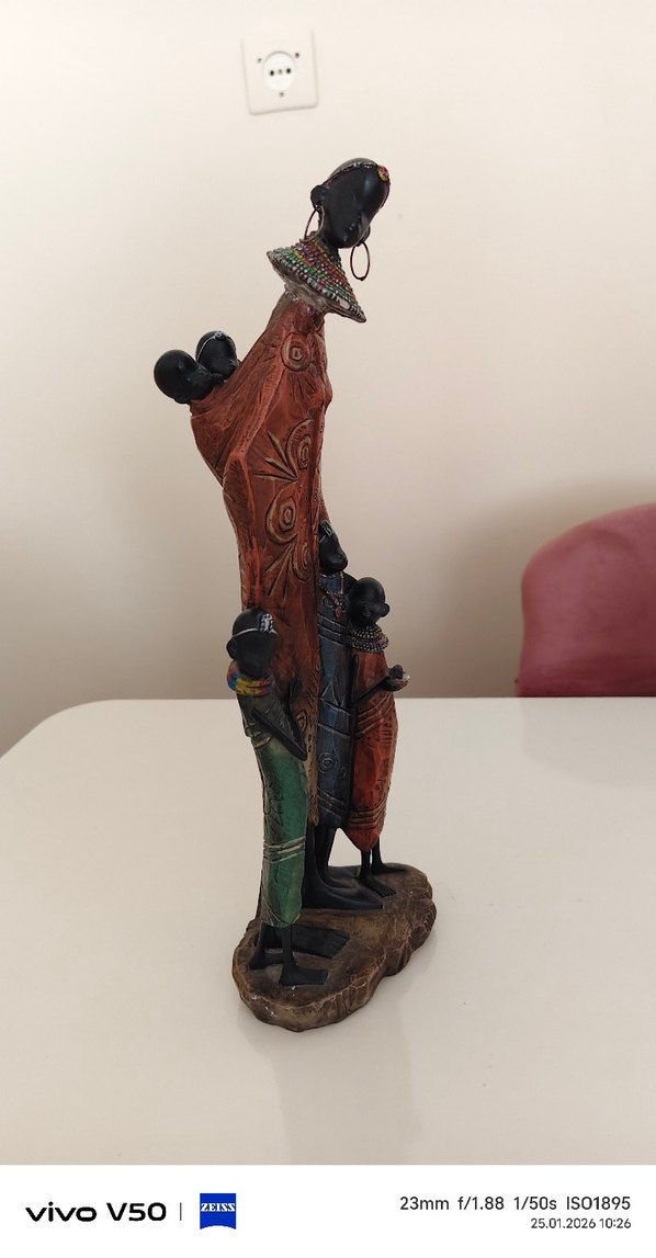 Koyu Renkli Ahşap Aile Figürü - Görsel 2