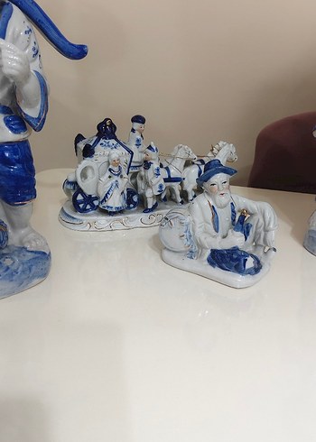 antika Mavi Renkli Seramik Figürin Seti - Görsel 5