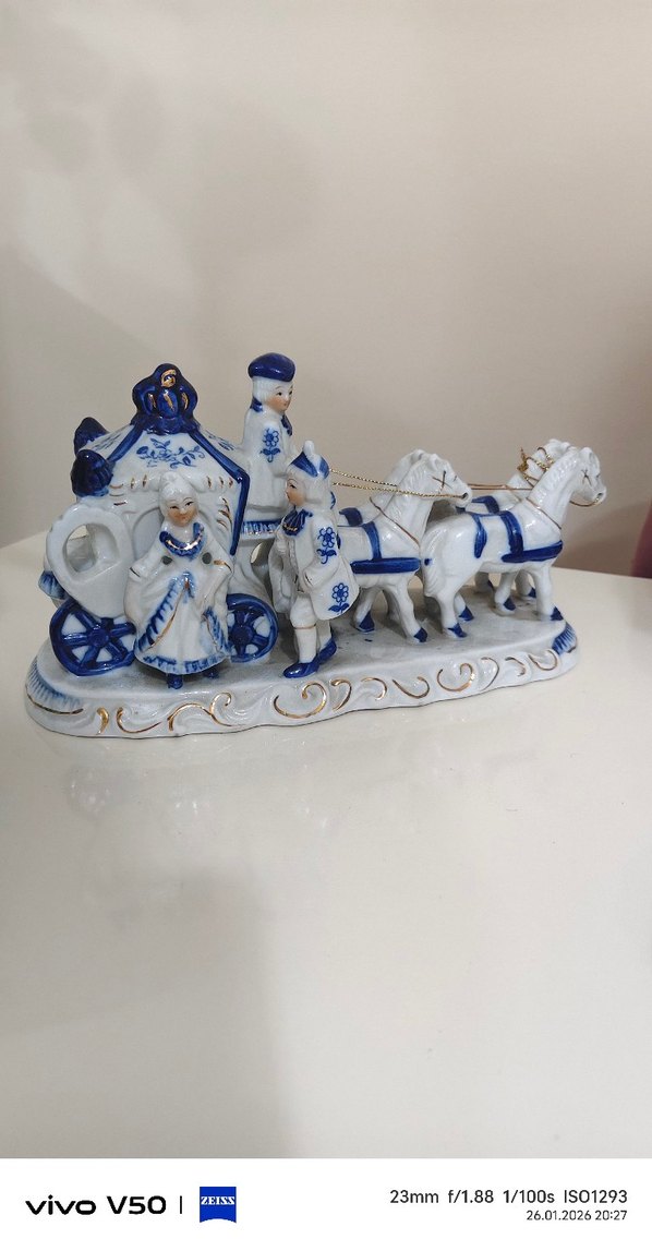 antika Mavi Renkli Seramik Figürin Seti - Görsel 2