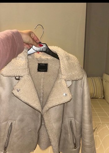 BERSHKA Kürklü Süet Kısa Bej Kadın Ceket - Görsel 2