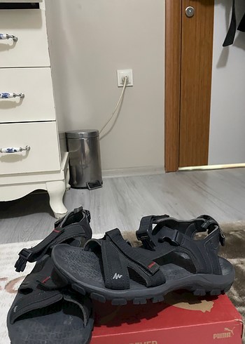 Erkek Siyah Spor Sandaletler Velcro Kayışlı - Görsel 3