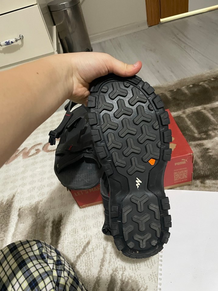 Erkek Siyah Spor Sandaletler Velcro Kayışlı - Görsel 4