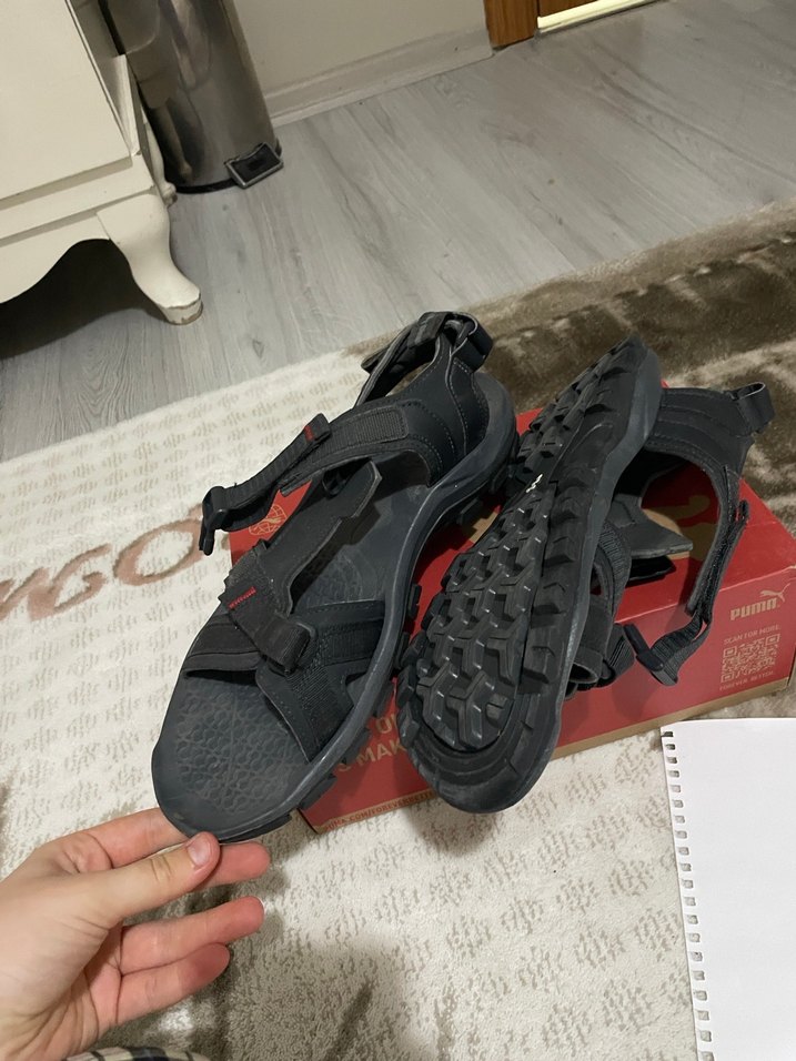 Erkek Siyah Spor Sandaletler Velcro Kayışlı - Görsel 5